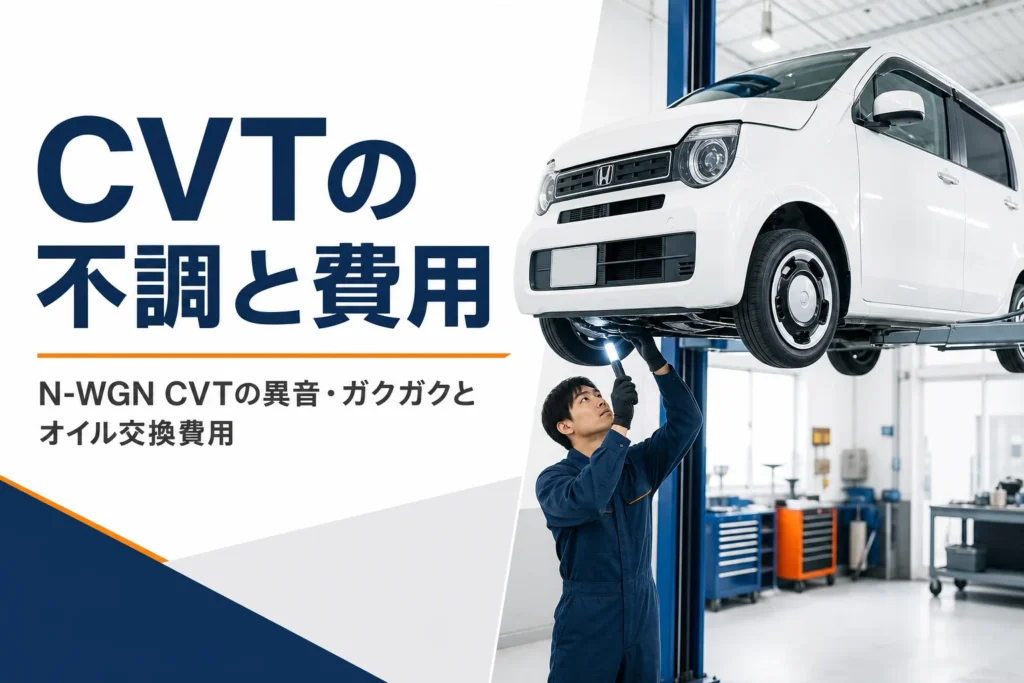 整備工場で軽自動車の下回りを点検する様子
