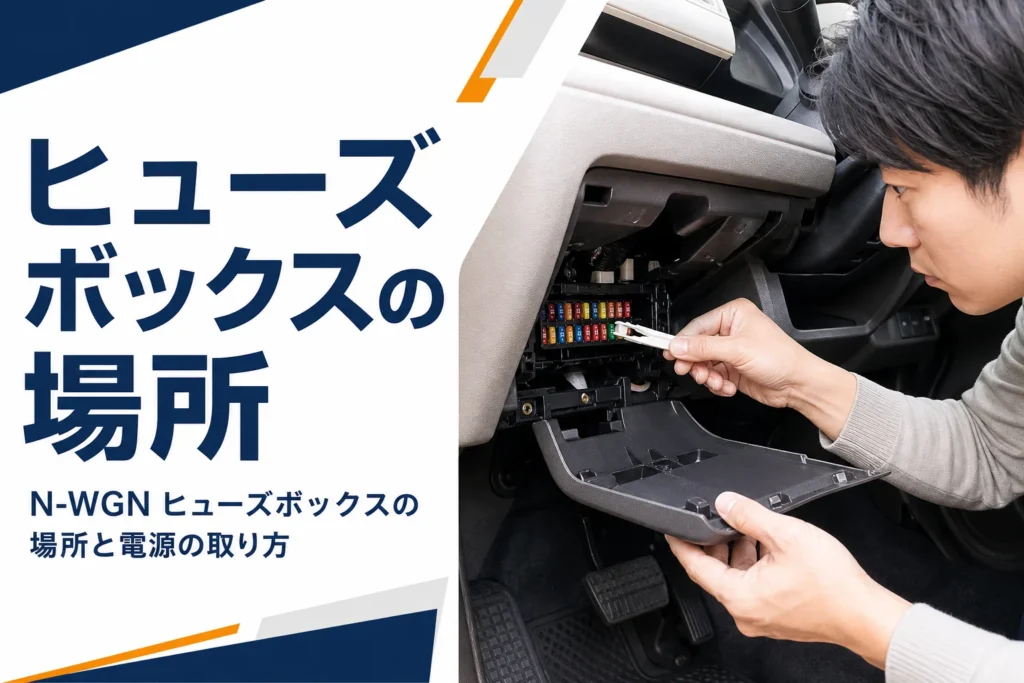 軽自動車のヒューズボックスからヒューズを抜く手元