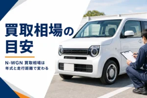 軽自動車の査定をしている様子
