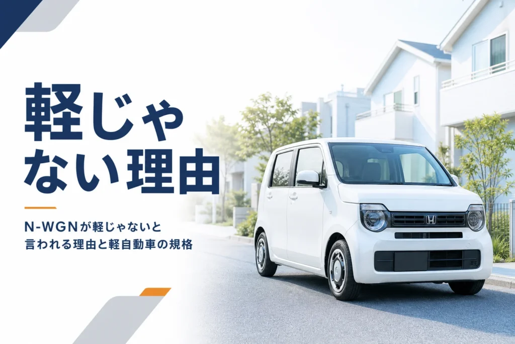 住宅街の道に停まった白い軽ハイトワゴン