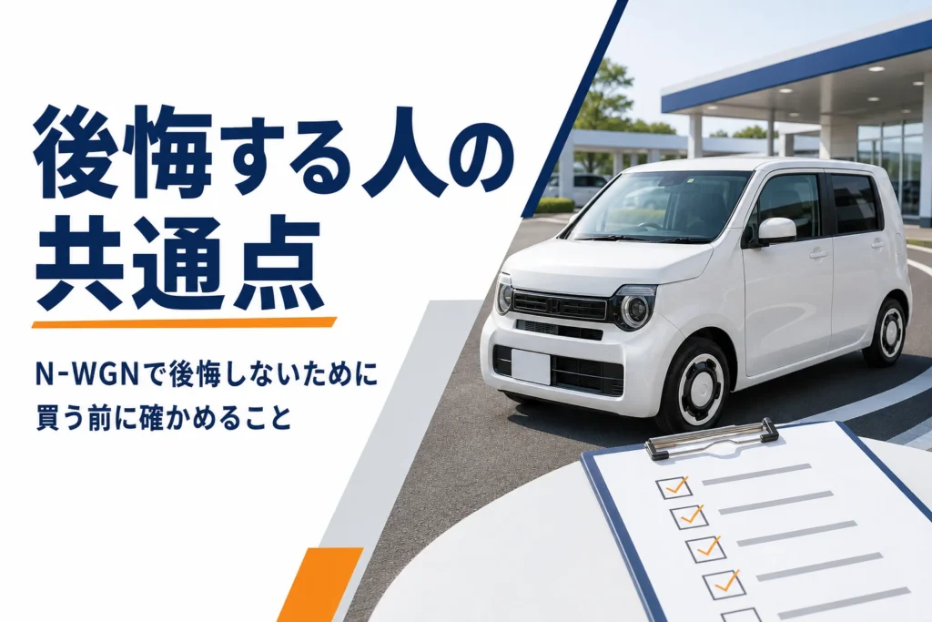 試乗コース脇に停まった白い軽ハイトワゴンとチェックリスト