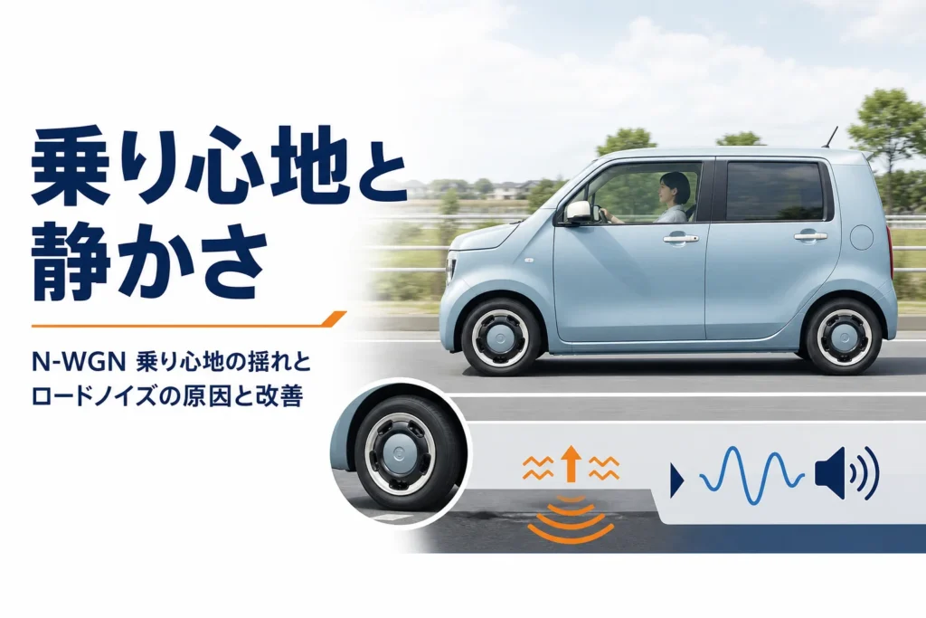 N-WGNのタイヤと路面からの揺れや音を表したアイキャッチ