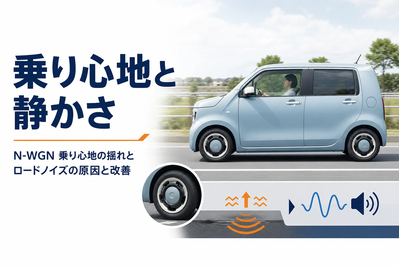 N-WGNのタイヤと路面からの揺れや音を表したアイキャッチ