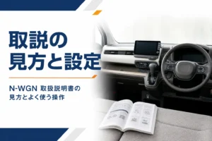 軽自動車の車内に置かれた取扱説明書