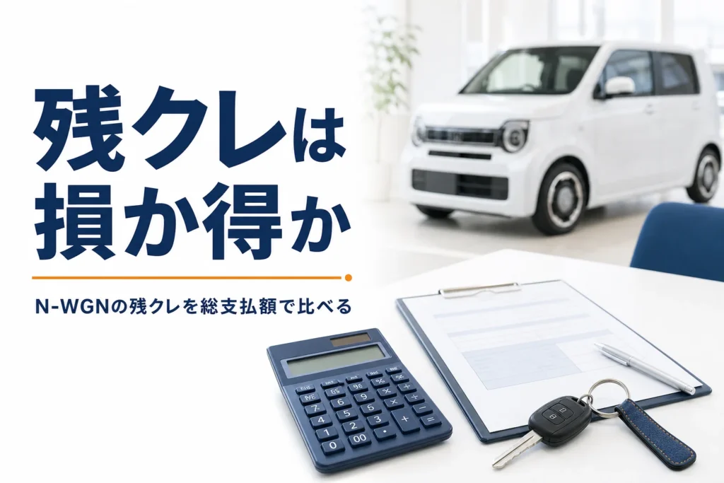 商談テーブルに置かれた見積書と電卓、奥に白い軽ハイトワゴン